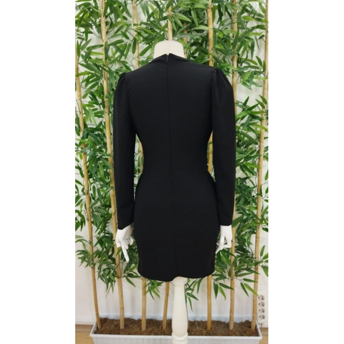 Kadın Uzun Kollu Bisiklet Yaka Bel Kemer Detay Ithal Krep Elbise