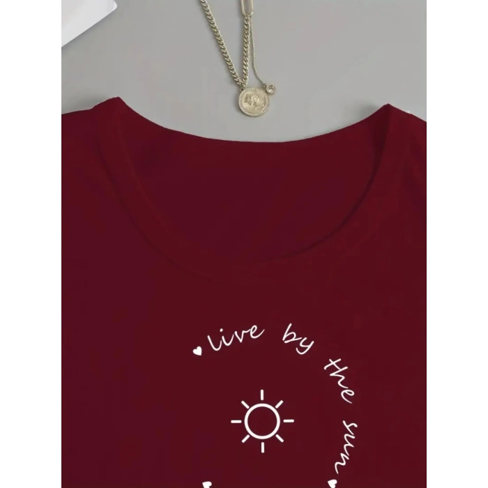 Kadın Uzun Kollu Bisiklet Yaka Desenli Viskon Bluz