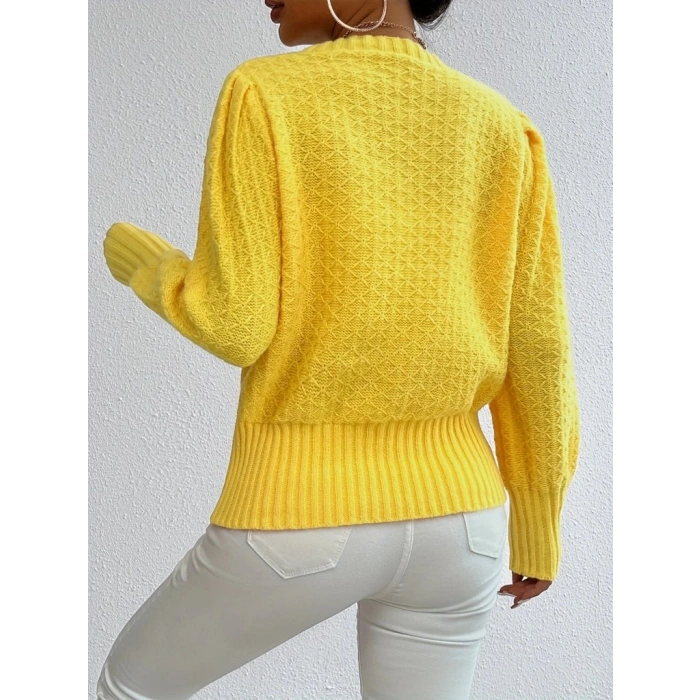 Kadın Uzun Kollu Bisiklet Yaka Triko Bluz