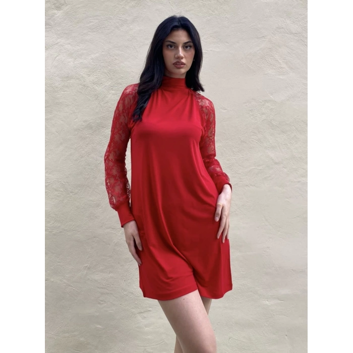 Kadın Uzun Kollu Damla Detaylı Sandy Mini Elbise