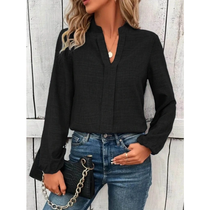 Kadın Uzun Kollu Hakim Yaka Bluz