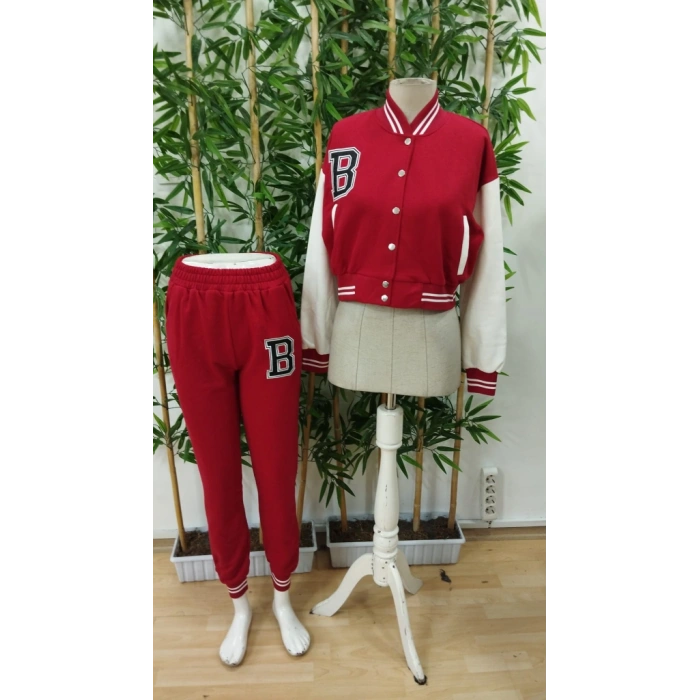 Kadın Uzun Kollu Hakim Yaka önden Düğmeli Ceket Pantolon şardonlu Iki Iplik Ikili Takım