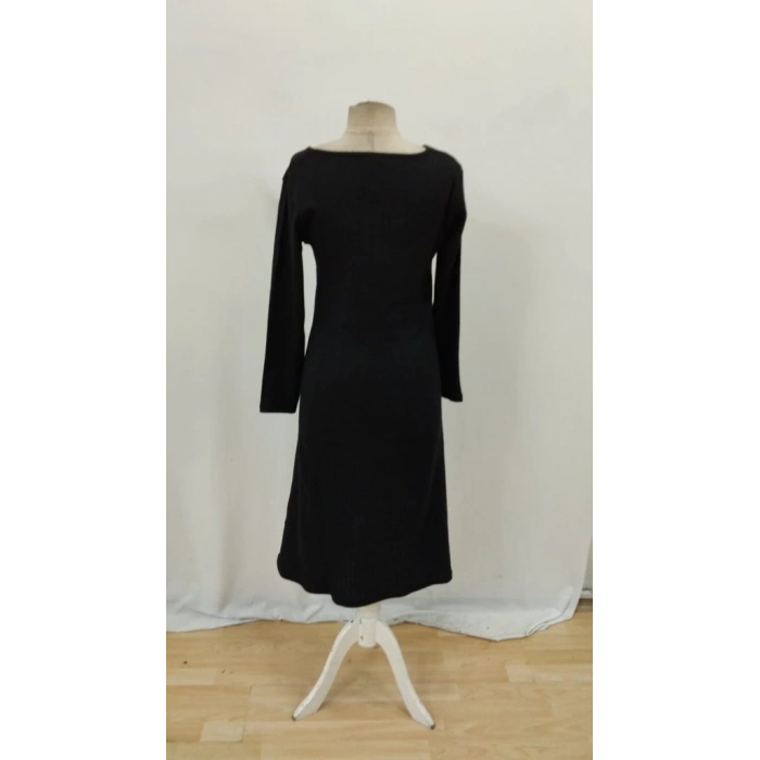 Kadın Uzun Kollu Kare Yaka Midi Kaşkorse Elbise