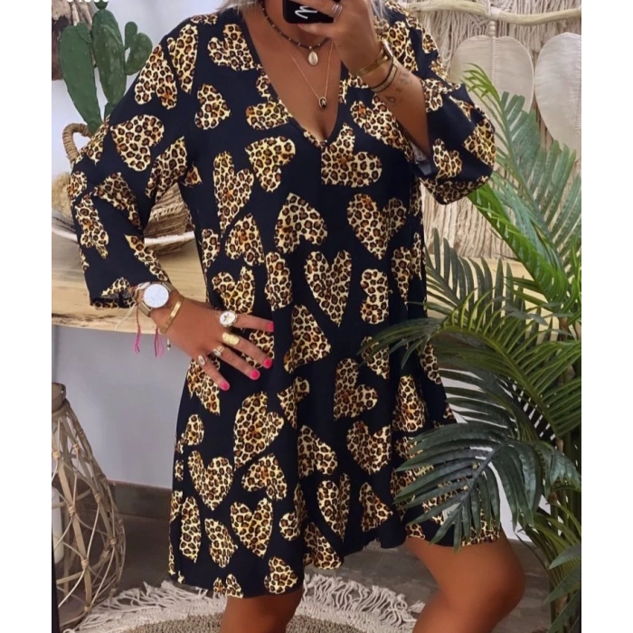 Kadın Uzun Kollu V Yaka Uzun Kol Mikro Midi Boy Elbise