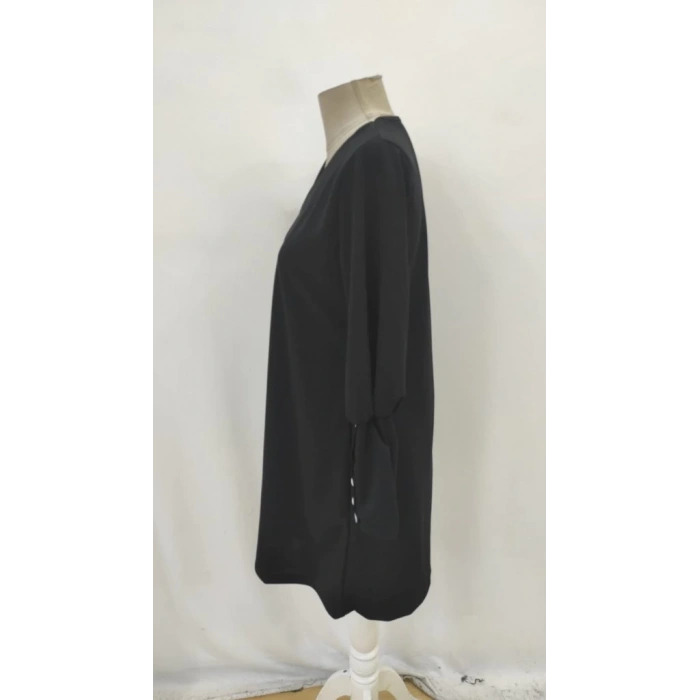 Kadın Uzun Kollu V Yakalı Kısa Ithal Krep Elbise