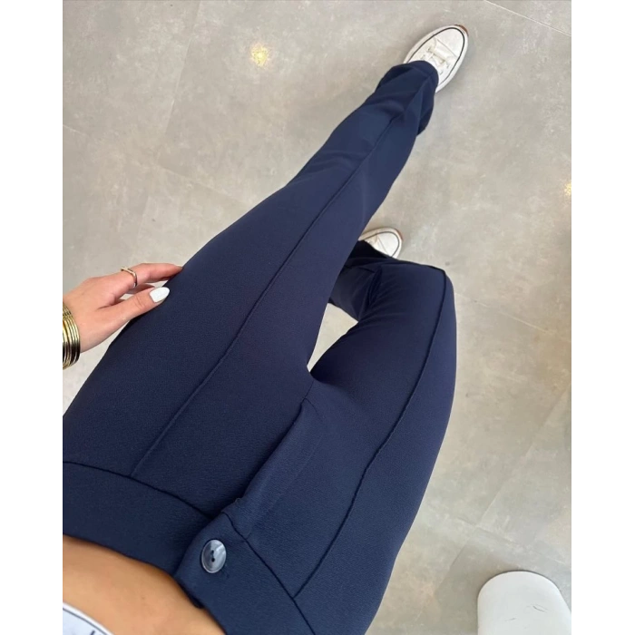 Kadın Yüksek Bel Full Likralı Krep Kumaş Pantolon