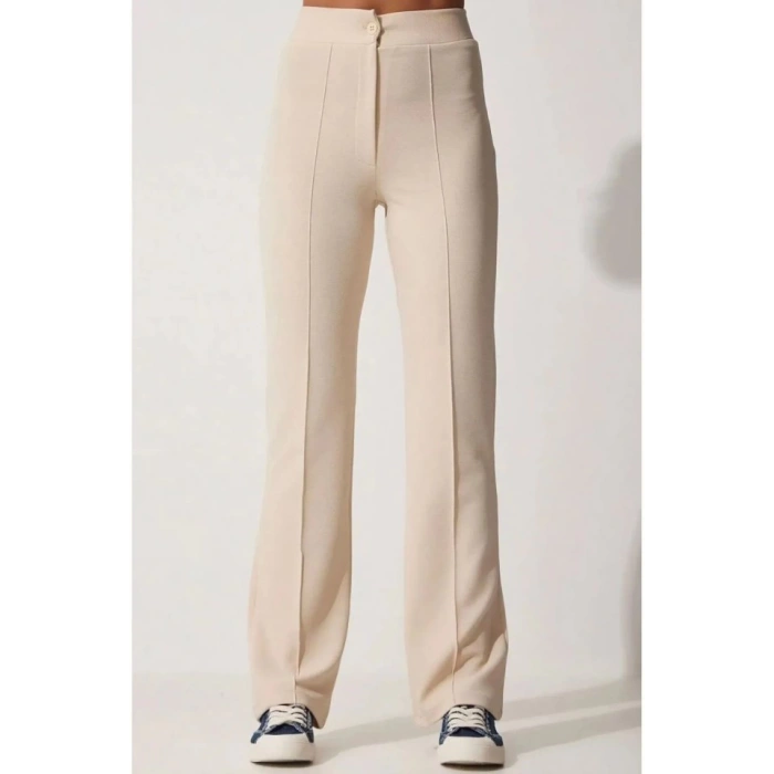 Kadın Yüksek Bel Full Likralı Krep Kumaş Pantolon