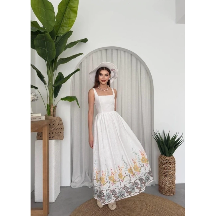 Mazi Çiçek Desenli Elbise