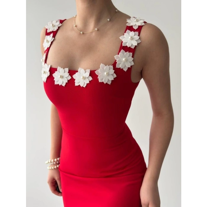 Mıng Çiçek Detaylı Elbise