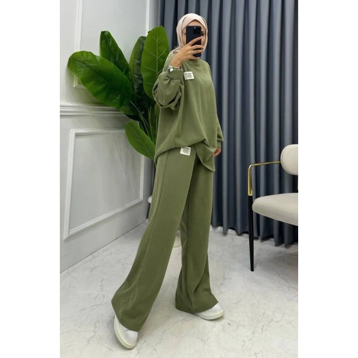 Mint Klasik Fitilli Kazak Ve Pantolon Takım