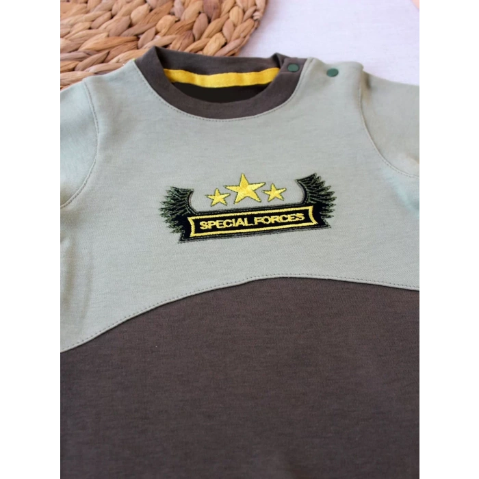 Özel Kuvvetler Nakışlı Bere Şapkalı Kız Erkek Bebek Tulumu Yeşil