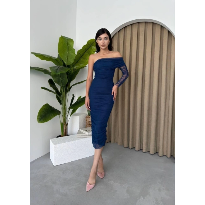 Polack Tek Omuz Tül Elbise