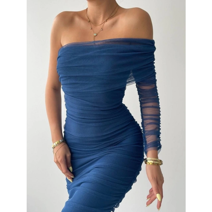 Polack Tek Omuz Tül Elbise