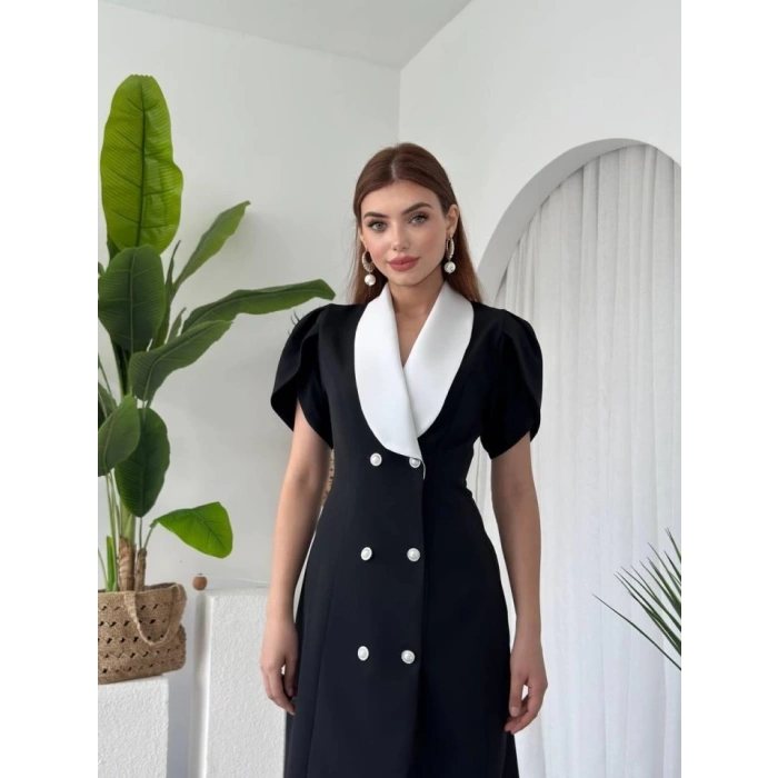 Reta Düğme Detaylı Elbise