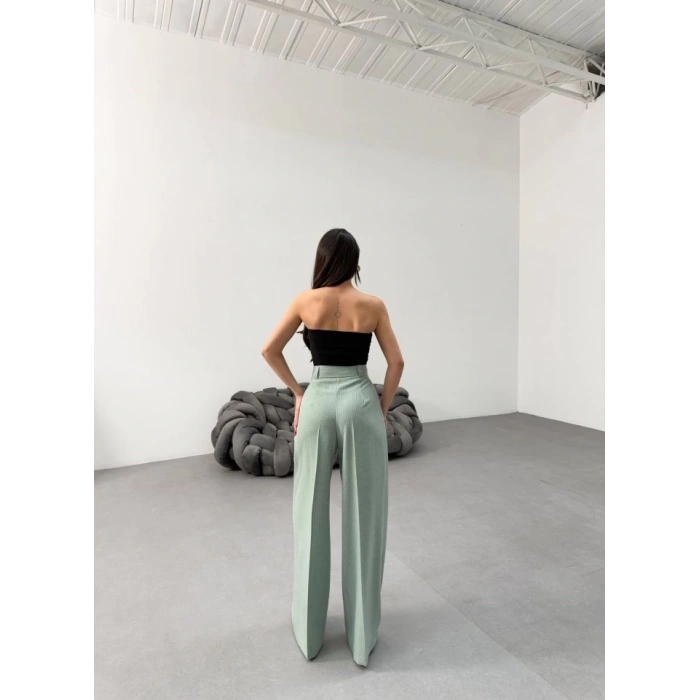 Sante Çi̇zgi̇li̇ Bel Kuşakli Palazzo Pantolon