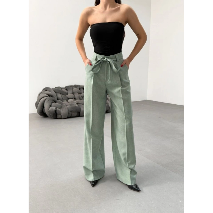 Sante Çi̇zgi̇li̇ Bel Kuşakli Palazzo Pantolon