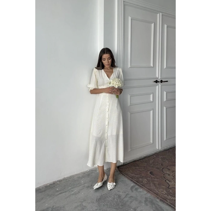 Sarı Arka Ve Bel Ucu Gipeli Elbise