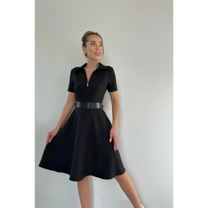 Siyah Kemerli Spor Elbise