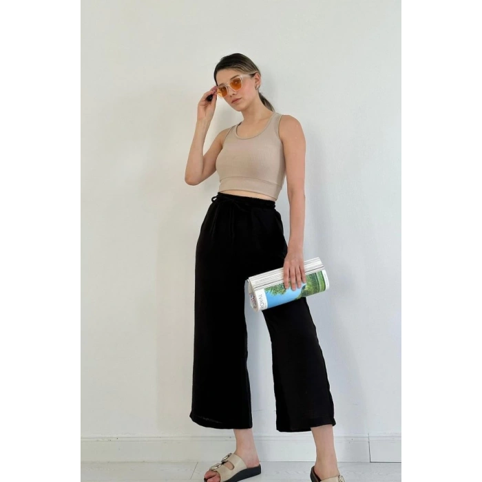 Siyah Keten Pantolon