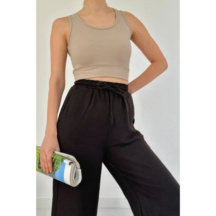 Siyah Keten Pantolon