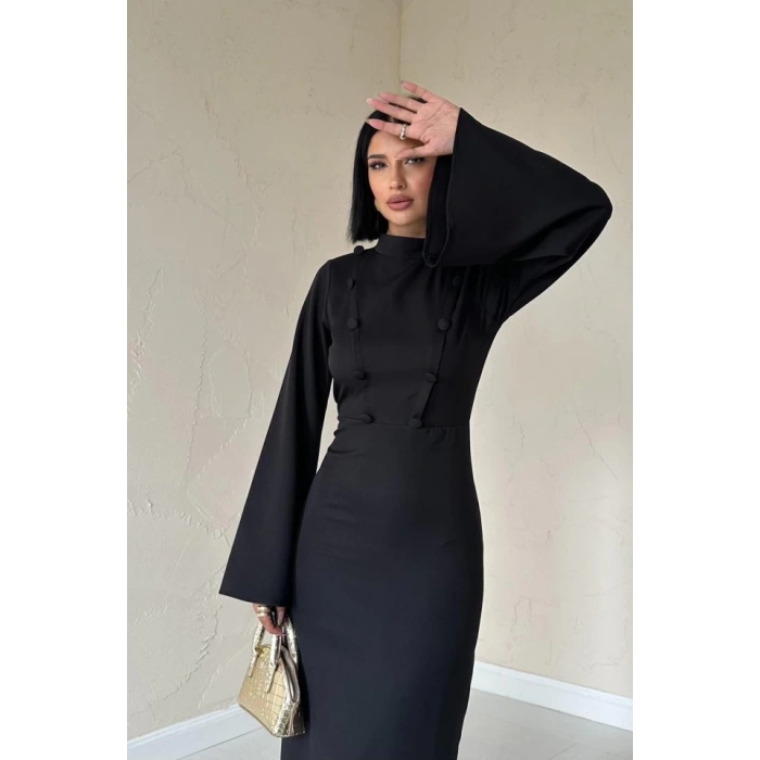 Siyah Tek Kollu Elbise