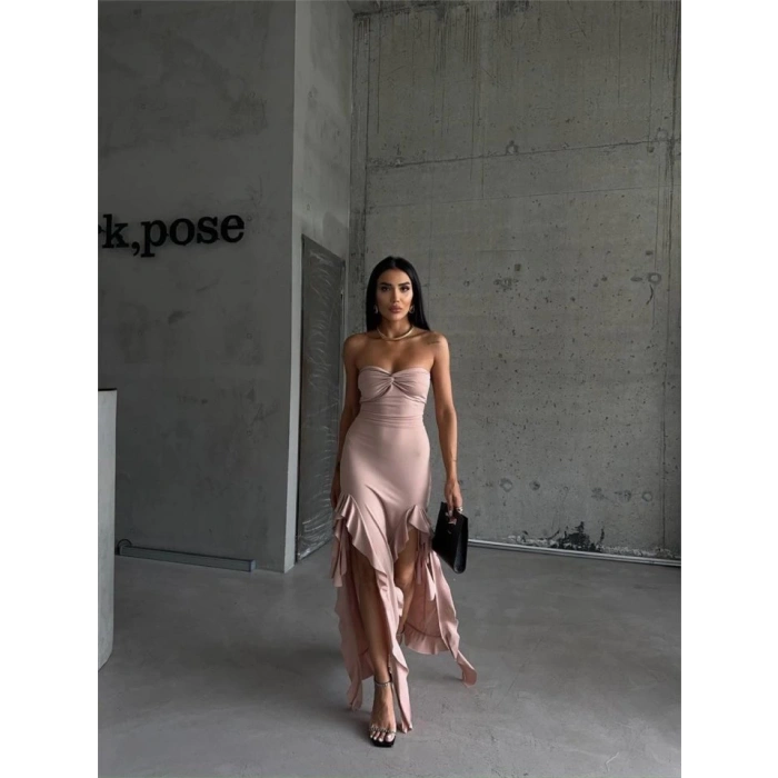 STRABLEZ SANDY ELBİSE YANLARI KATLI - Bej