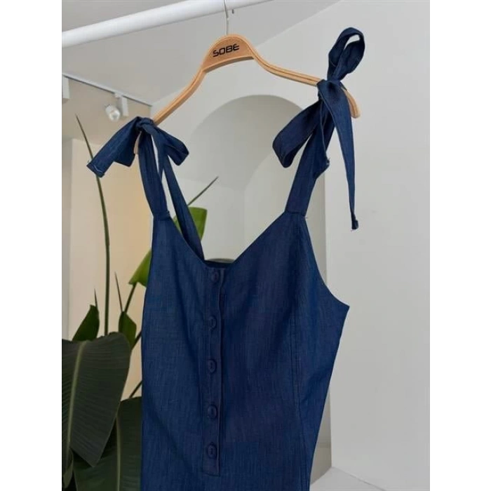 Tensel Denim Kumaşlı Mini Tulum 1363