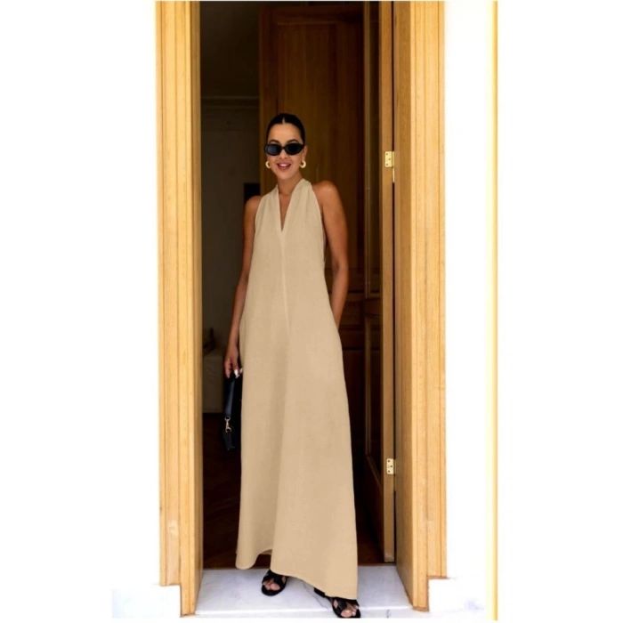 V Yaka Paraşüt Elbise