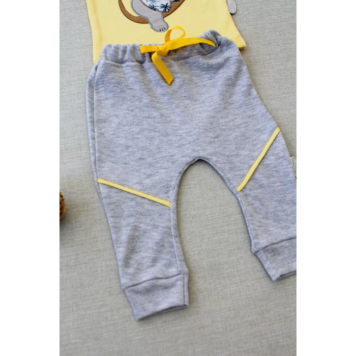 Yavru Koala Nakışlı Uzun Kollu Sweat 2li Kız Erkek Bebek Takımı Sarı