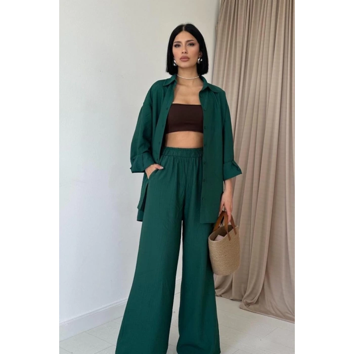 Zümrüt Alice Gömlek Ve Bol Kesim Pantolon Takım