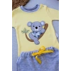 3-6 6-9 9-12 12-18 Ay Yavru Koala Nakışlı Uzun Kollu Sweat 2li Kız Erkek Bebek Takımı