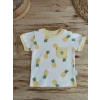 Ananas Baskılı Şort Tişört 2 Li Kız Erkek Bebek Takımı Sarı