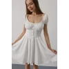Beli Korseli Mini Elbise - Beyaz
