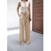 Beli̇ Lasti̇k Ve Bağcikli Geni̇ş Paça Pantolon