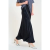 Düz Uzun Saten Etek - Siyah