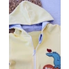 Ef Çizgi Boy Fermuarlı Hvanlar Alemi Nakışlı Kapşonlu Kız Erkek Bebek Tulumu Sarı