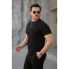 Erkek Cepli Kolyeli Kısa Kollu örme Kumaş T-shirt