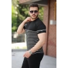 Erkek çizgi Desenli Bisiklet Yaka Kısa Kollu T-sihrt