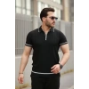 Erkek Fermuarlı Yakalı Kısa Kollu T-shirt