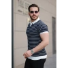 Erkek Kısa Kollu çizgi Desenli örme Kumaş Tshirt