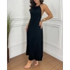 Kadın Boyundan Askılı Halter Kollu Viskon Elbise