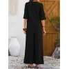 Kadın Kısa Kollu V Hakim Yaka Düğmeli Bürümcük Bluz Ve Pantolon Ikili Takım