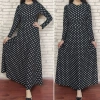 Kadın Siyah Tam Boy Beyaz Puantiyeli Elbise