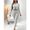 Kadın Uzun Kollu Straplez şardonlu Kaşkorse Bluz önü Düğmeli Ceket Ve Tayt Pantolonlu üçlü Takım