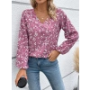Kadın Uzun Kollu V Yakalı çiçek Desenli Modal Bluz