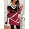 Kadın Uzun Kollu V Yakalı Kısa Triko Elbise