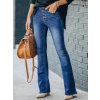Kadın Yüksek Bel önden Düğmeli Cep Detay Ispanyol Paça Denim Pantolon