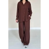 Kahverengi Alice Gömlek Ve Bol Kesim Pantolon Takım