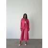 KETEN PÜSKÜL DETAYLI GÖMLEK-PANTOLON TAKIM - Fuşya