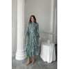 Mint Uzun Volanlı Elbise